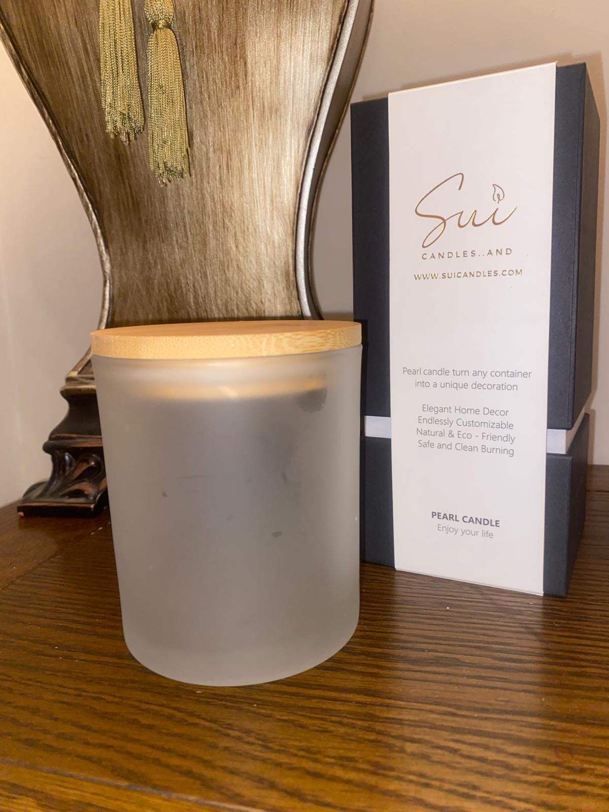 Frosted Glass Candle Jars with Bamboo Lid - Regular - 400ml